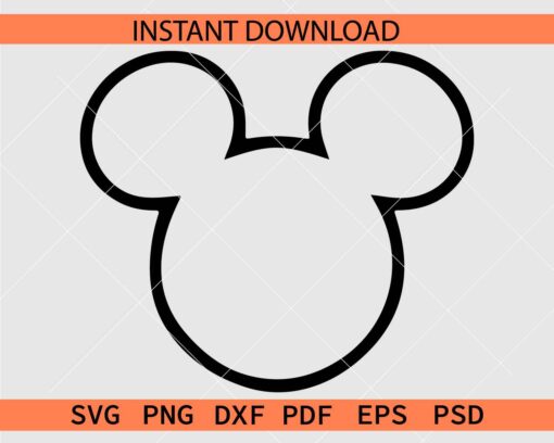 Mickey Head Outline SVG, Disney Head Silhouette SVG