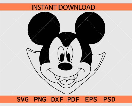Mickey Head Vampire Coloring Page SVG