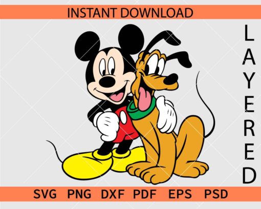 Mickey Holding Pluto Shoulder SVG