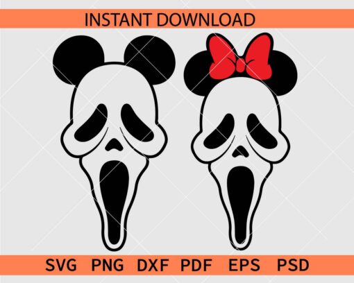Mickey Minnie Screaming Ghost Bundle SVG