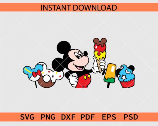Mickey Mouse Disneyland snacks SVG, Disney Ice-cream snacks Décor SVG