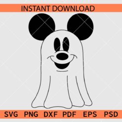 Mickey Mouse Ghost Coloring Page SVG, Mickey Mouse Ghost Sketch SVG