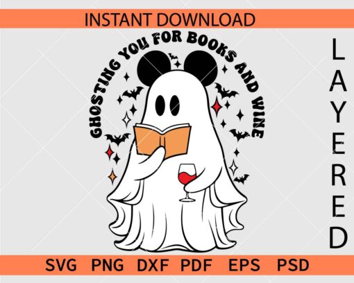 Mickey Mouse Ghosting You For Books And Wine Clipart SVG