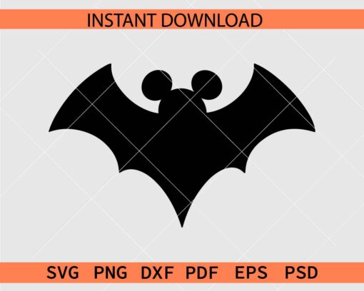 Mickey Mouse Halloween Bat Vector SVG, Disney Bat Silhouette SVG