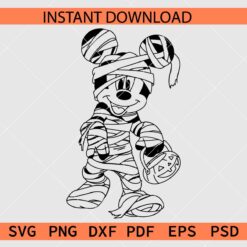 Mickey Mouse Mummy Sketch SVG, Mickey Mouse Mummy Line Art SVG