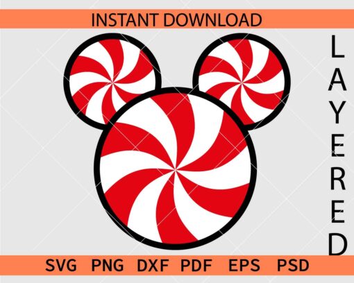 Mickey Mouse Peppermint Candy Clipart SVG