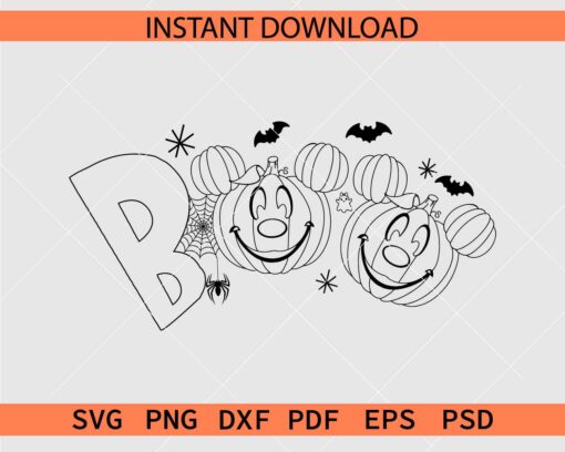 Mickey Mouse Pumpkin Boo Clipart SVG
