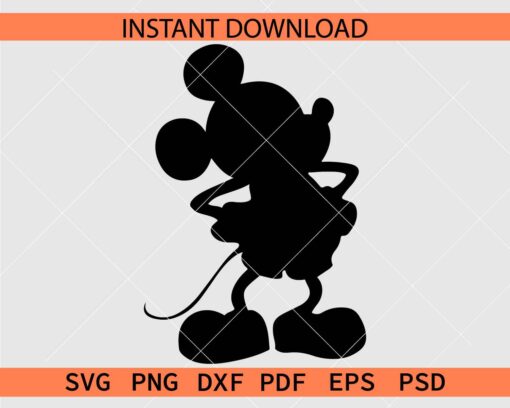 Mickey Mouse silhouette SVG, Standing Mickey Silhouette SVG