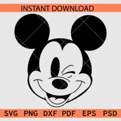 Mickey Winking Coloring Page SVG, Winky Mickey Mouse SVG