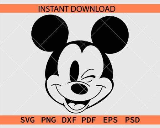 Mickey Winking Coloring Page SVG, Winky Mickey Mouse SVG