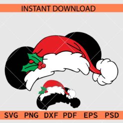 Mickey ears with Santa hat and mistletoe fruits SVG