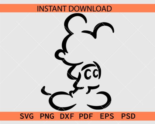 Mickey outline Vector SVG, Disney Line Art SVG