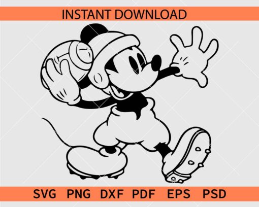 Mickey throwing football ball Coloring Page SVG