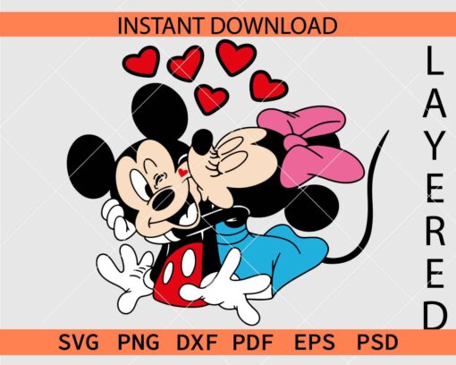 Minnie Cheek Kissing Mickey SVG