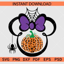 Minnie Mouse Head with Leopard Prints Pumpkin SVG