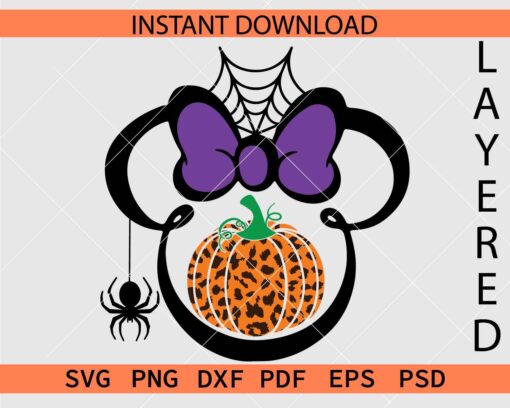 Minnie Mouse Head with Leopard Prints Pumpkin SVG