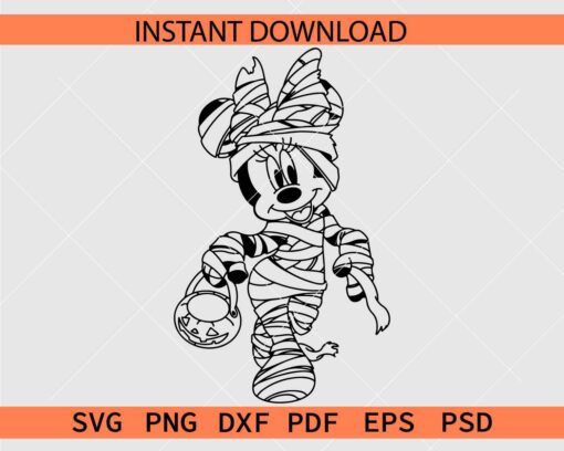 Minnie Mouse Mummy Coloring Page SVG