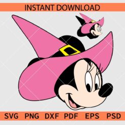 Minnie Mouse with Witch Hat Layered SVG, Witch Minnie Head Décor SVG