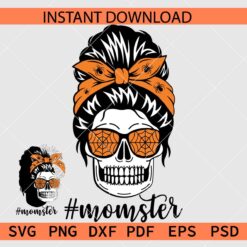 Momster Messy bun Vector SVG, #Momster Messy Bun Illustration SVG