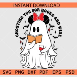 Mouse with Bow Ghosting You For Books And Wine Décor SVG