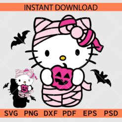 Mummy Hello Kitty with Halloween Pumpkin Layered SVG