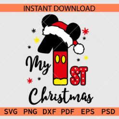 My First Christmas Mickey Clipart SVG, Disney My First Christmas Décor SVG