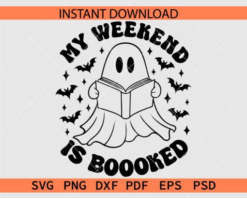 My weekend is booked Ghost Coloring SVG