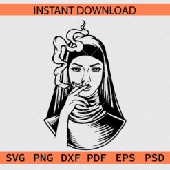 Nun Smoking Weed SVG,  Smoking Nun Décor SVG