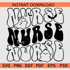 Nurse Retro Wavy Text Bats Clipart SVG