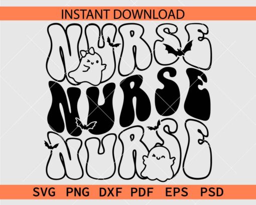 Nurse Retro Wavy Text Bats Clipart SVG