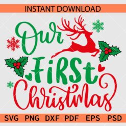 Our First Christmas Deer Vector SVG