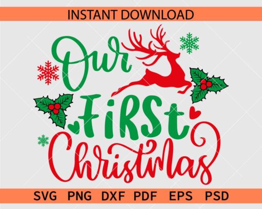 Our First Christmas Deer Vector SVG
