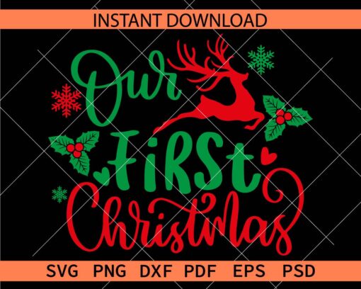 Our First Christmas Deer Vector SVG