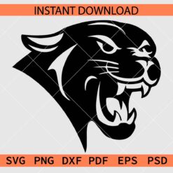 Panther Head Silhouette SVG, Aggressive Panther Head Stencil SVG