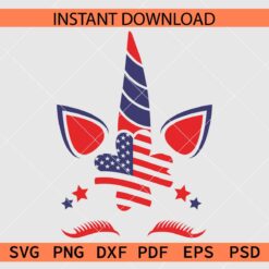 Patriotic Unicorn Vector SVG, 4th of July Unicorn Clipart SVG