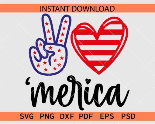 Peace Love 'Merica Vector SVG, Peace Love 'Merica Décor SVG