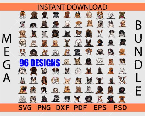 Peeking Dogs Colored mega Bundle SVG