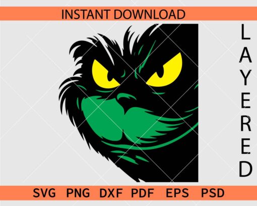 Peeking monster Grinch Décor SVG, Monster Grinch Peeking Stencil SVG