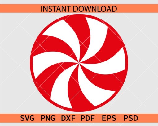 Peppermint Candy Clipart SVG, Red White Peppermint Candy Décor SVG