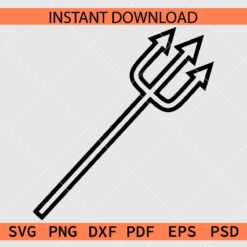 Pitchfork Sketch SVG, Halloween Trident Line Art SVG