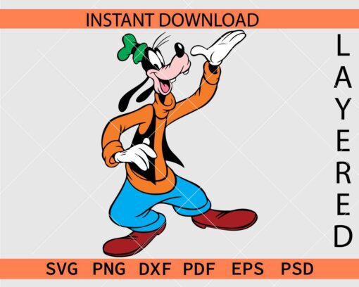 Playing Goofy Vector SVG, Standing Goofy Stencil SVG
