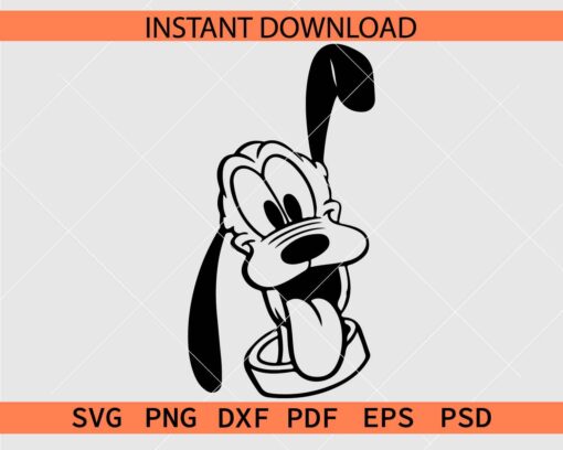 Pluto Dog Head Coloring Page Décor SVG, Pluto Dog Head Outline SVG