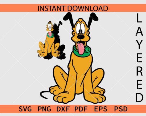Pluto Dog Sitting Layered SVG, Disney Pluto Dog Sitting Vector SVG