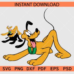 Pluto Playing Décor SVG, Layered Pluto Dog Playing Vector SVG