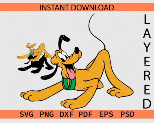 Pluto Playing Décor SVG, Layered Pluto Dog Playing Vector SVG