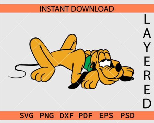 Pluto Sleeping Clip Art SVG, Sleeping Pluto Dog Décor SVG