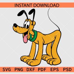 Pluto Standing Layered SVG, Happy Pluto Dog Standing Stencil SVG