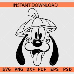 Pluto with Pumpkin Hat Coloring Page SVG, Pluto Head with Pumpkin Sketch SVG