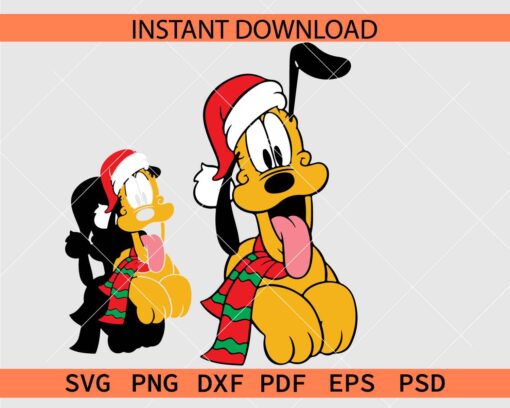 Pluto with Santa Hat Vector SVG, Christmas Pluto Head Drawing SVG