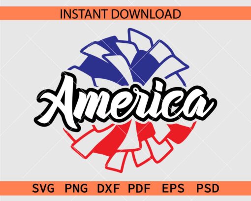 Pom Pom America SVG, Patriotic Pom Pom Clipart SVG